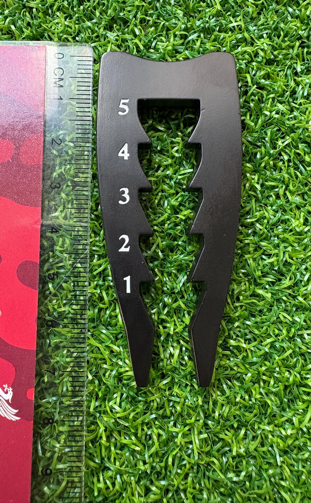 Golf divot require tool, pitch fork, with tee height measurement, 2-in-1 golf accessory