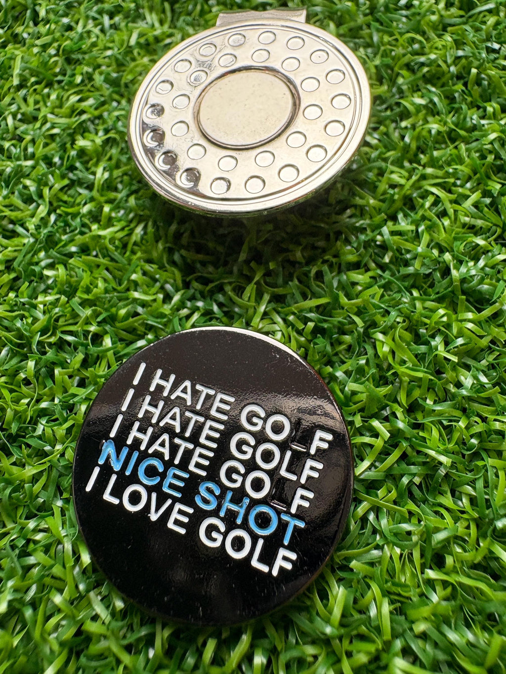 Funny golf ball marker with magnetic hat clip