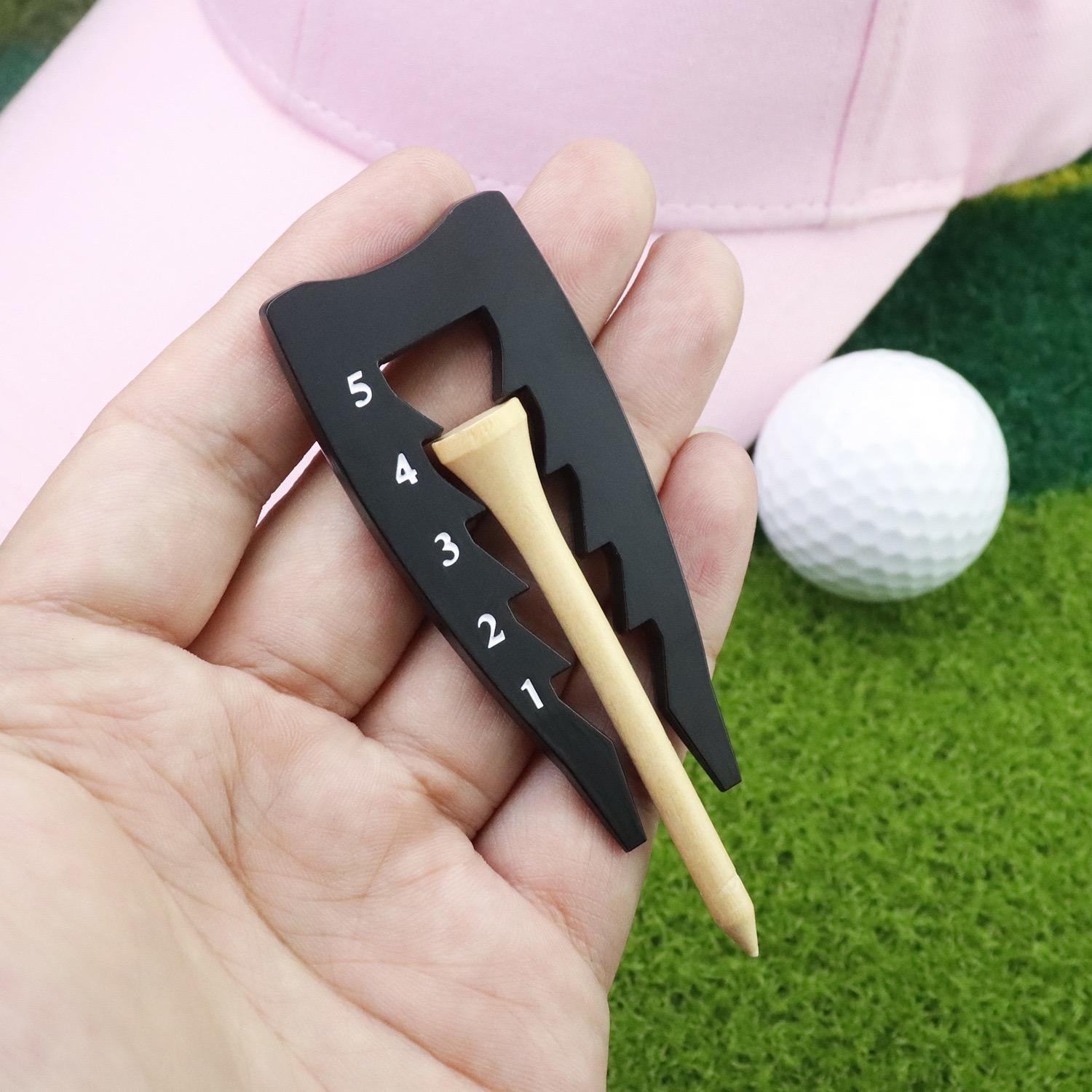 Golf divot require tool, pitch fork, with tee height measurement, 2-in-1 golf accessory