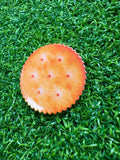 Unique cracker/biscuit golf ball marker with magnetic hat clip