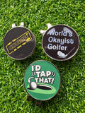 Funny Golf Ball Markers – 3 Designs, hat clips included