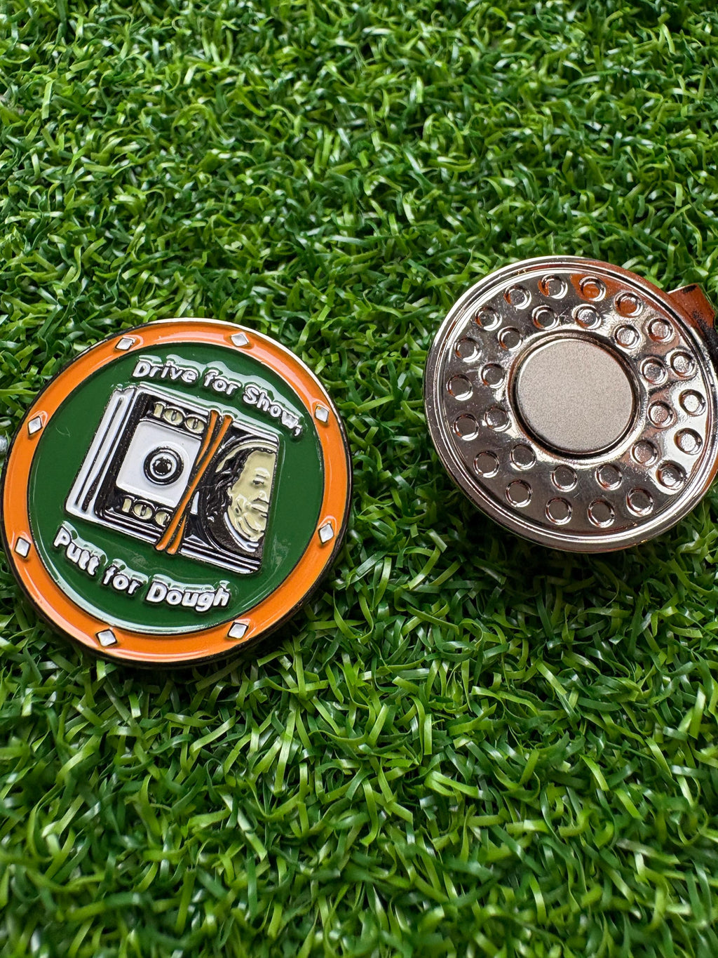 Golf ball marker with magnetic hat clip