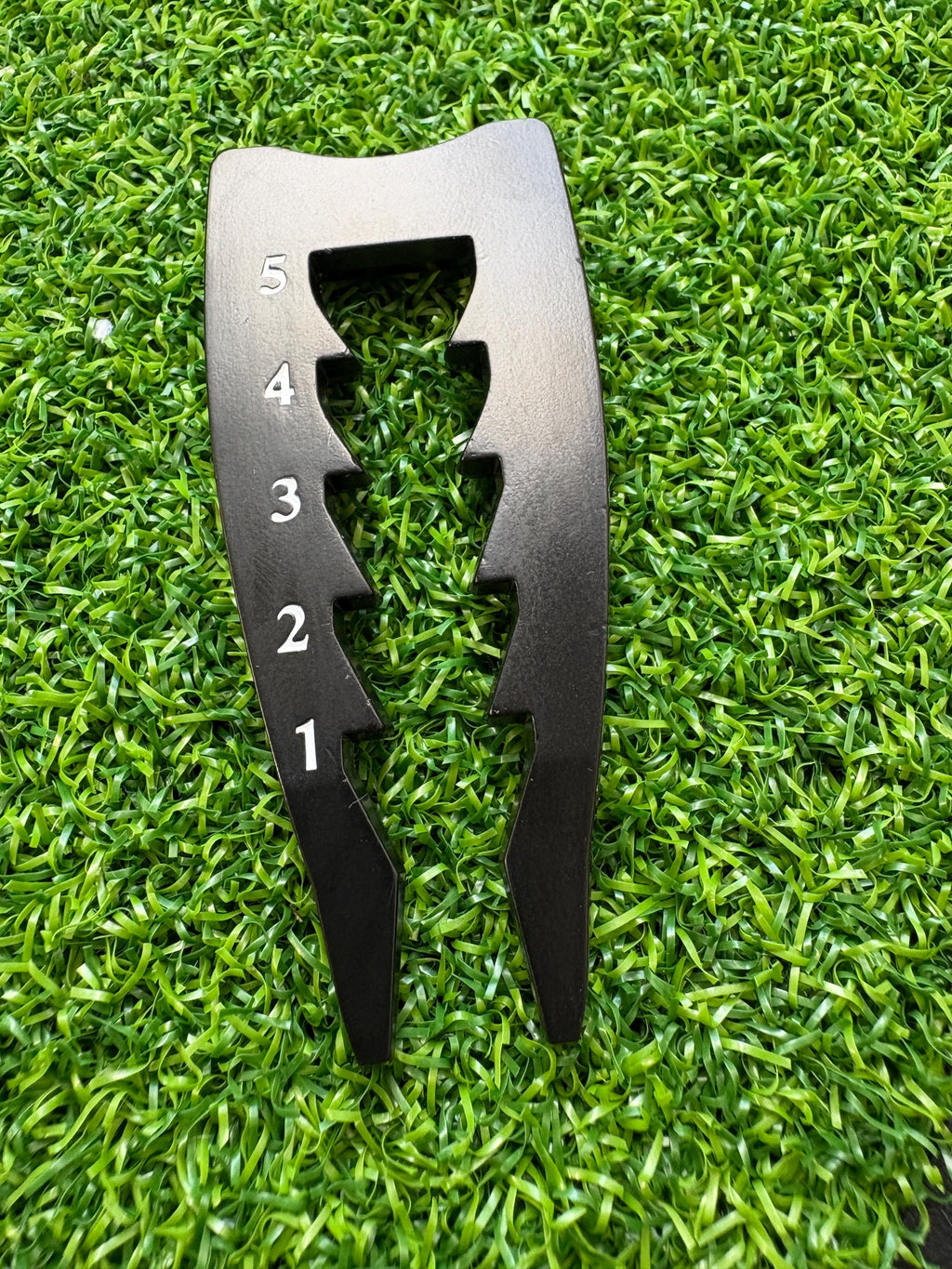 Golf divot require tool, pitch fork, with tee height measurement, 2-in-1 golf accessory